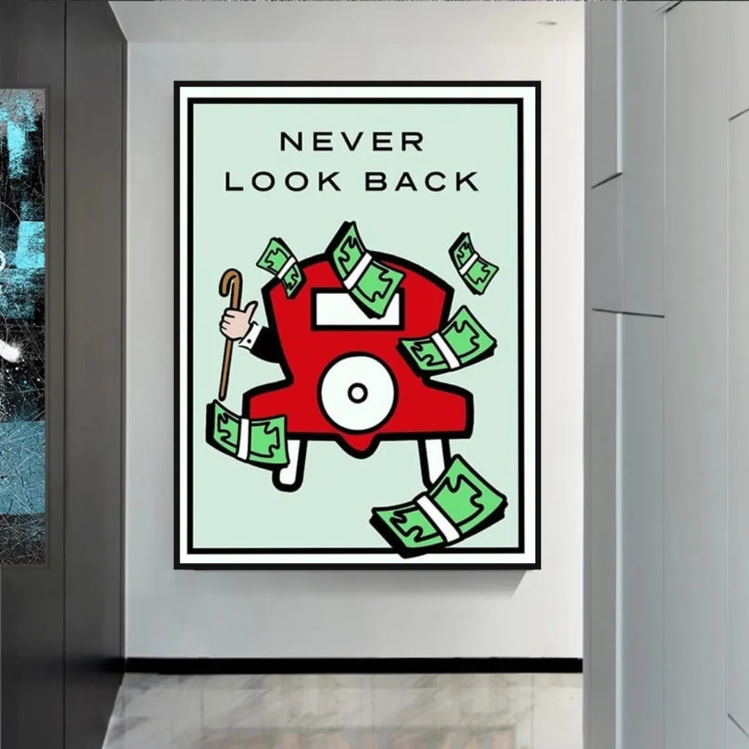 Monopoly Never Look Back Card Canvas Wall Art