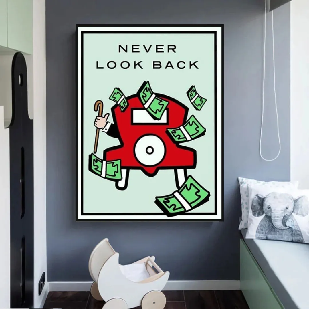 Monopoly Never Look Back Card Canvas Wall Art