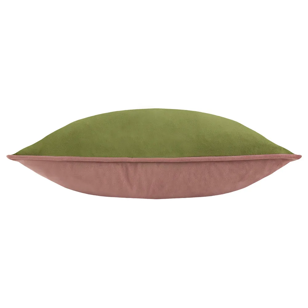 Moonlit Flight Embroidered Velvet Cushion Olive