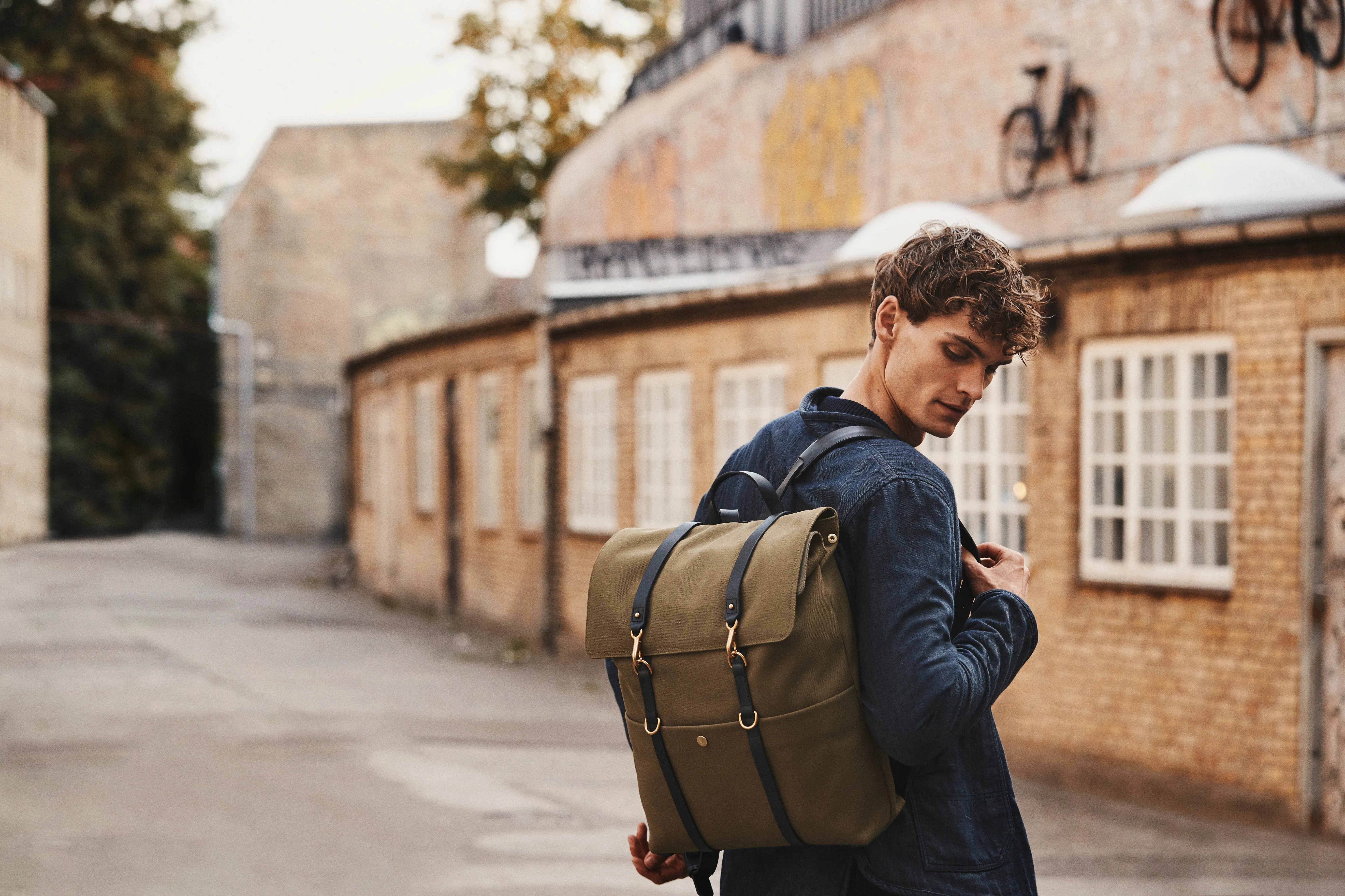 M/S Backpack – Army/Cuoio