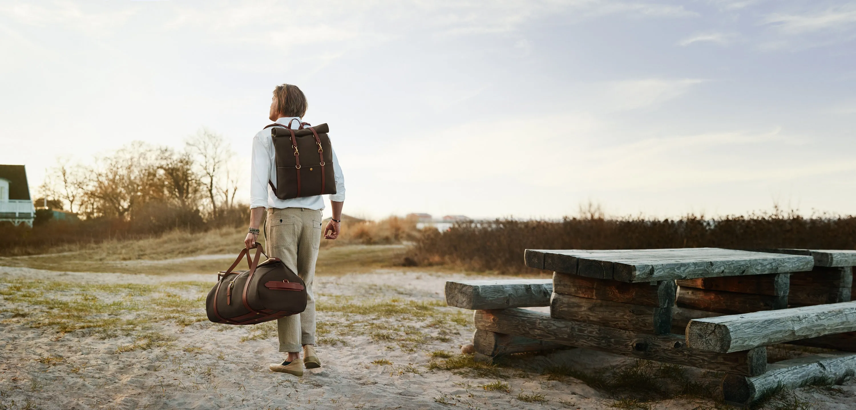 M/S Backpack - Grand Herringbone/Cuoio