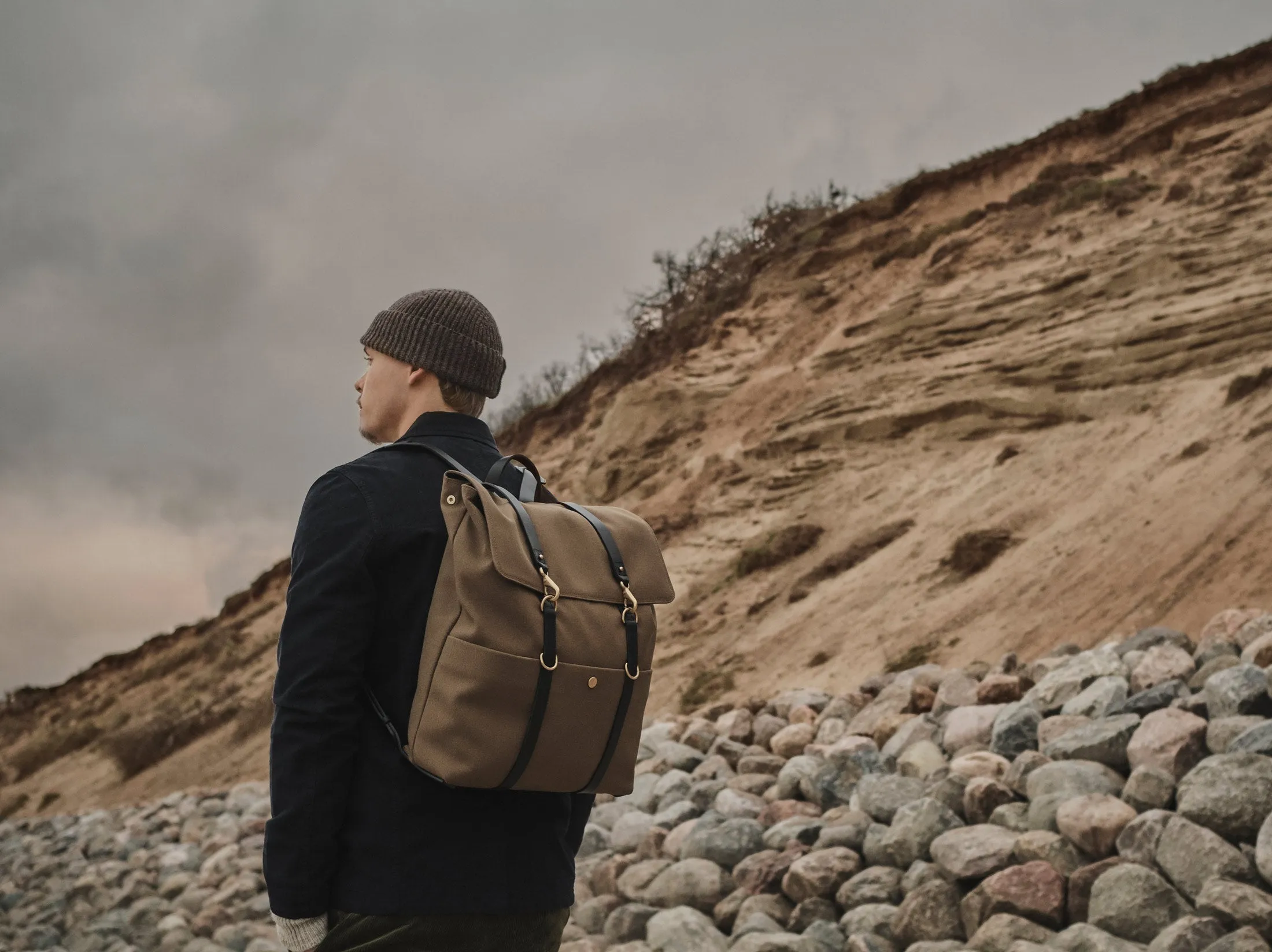 M/S Backpack - Grand Herringbone/Cuoio