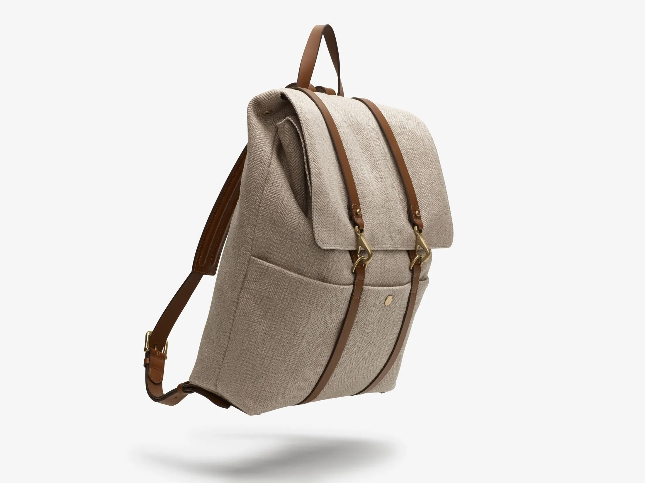 M/S Backpack - Grand Herringbone/Cuoio