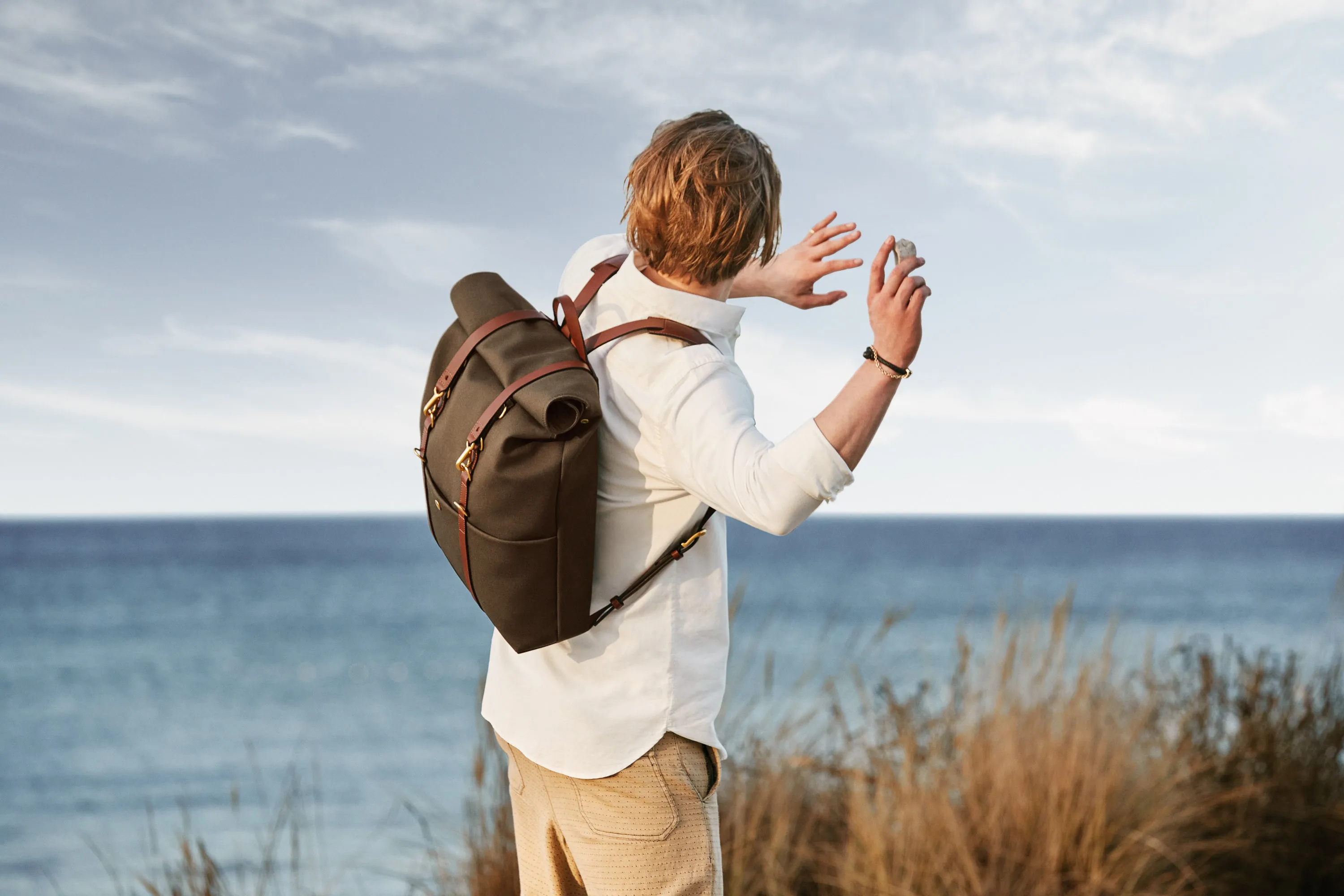 M/S Backpack - Grand Herringbone/Cuoio