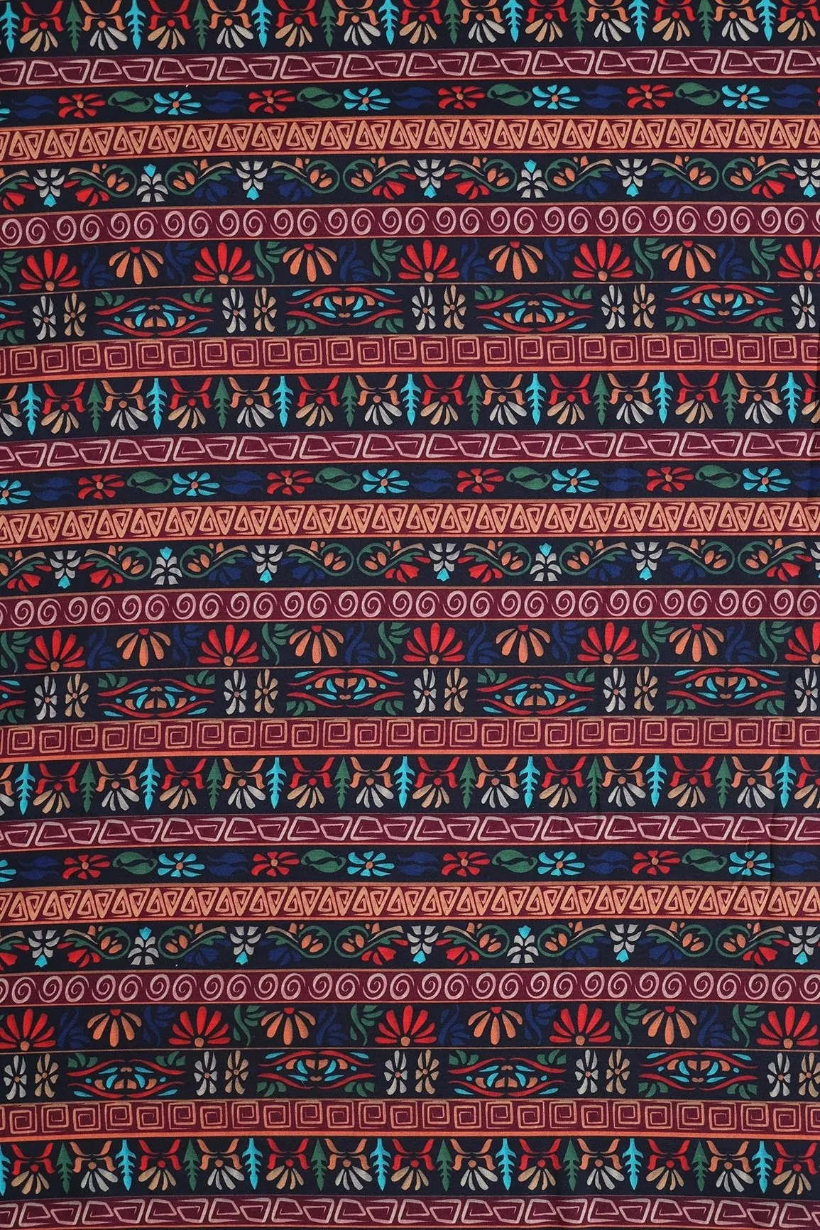 Multi Color Traditional Pattern Digital Print On Heavy Multi Polyester Fabric