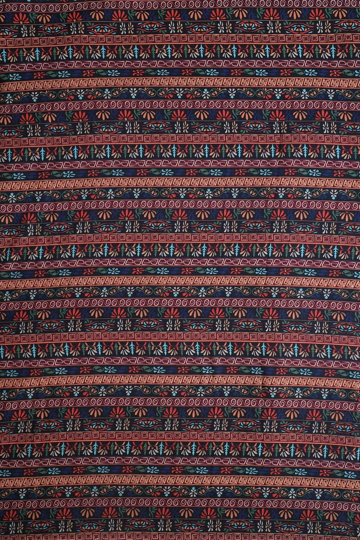 Multi Color Traditional Pattern Digital Print On Heavy Multi Polyester Fabric