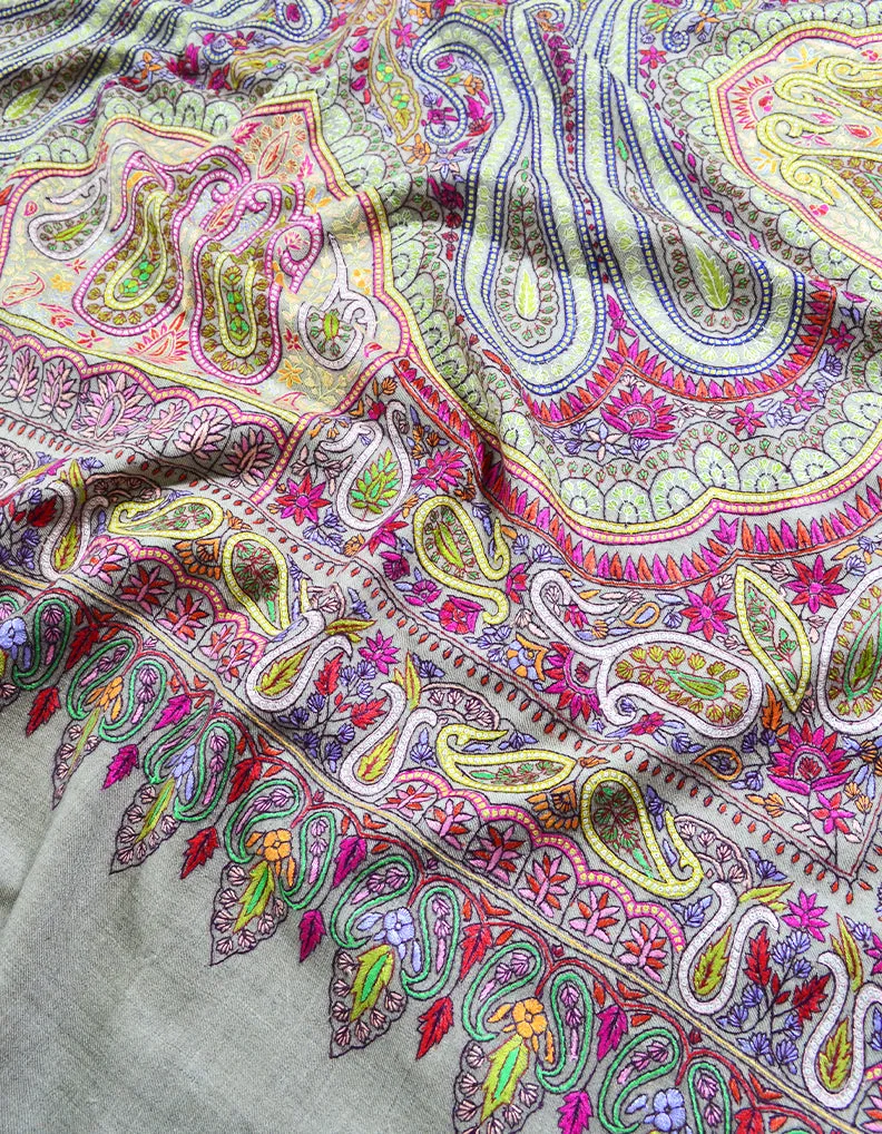 multi-coloured embroidery pashmina shawl 8232