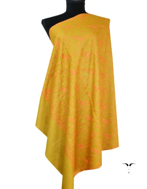 mustard jaali embroidery pashmina shawl 8533