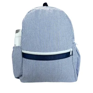 Navy Seersucker Backpack