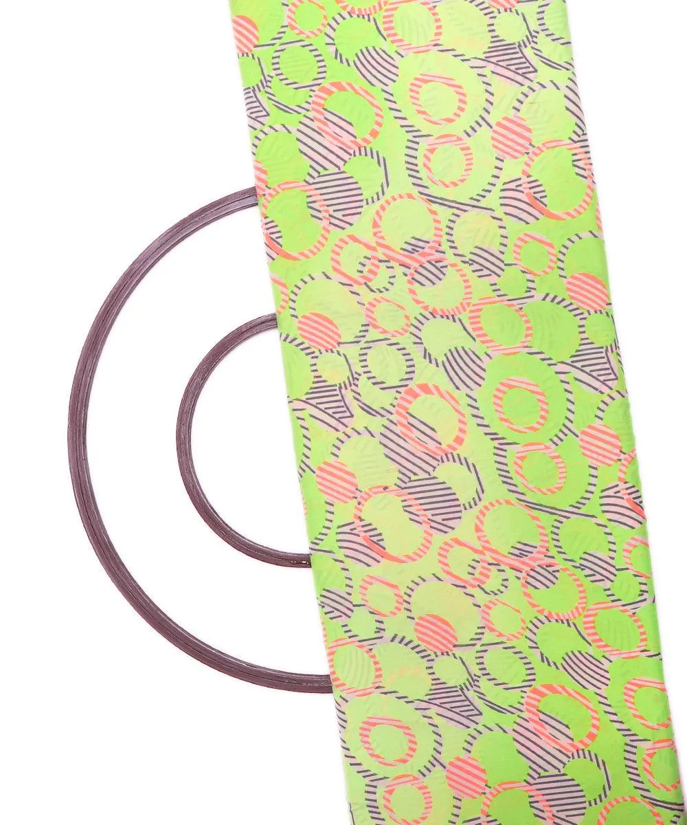 Neon Green Colour Abstract Print Crepe Fabric