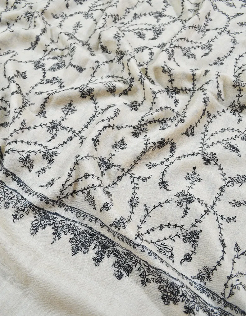 off-white jaali embroidery pashmina shawl 8603