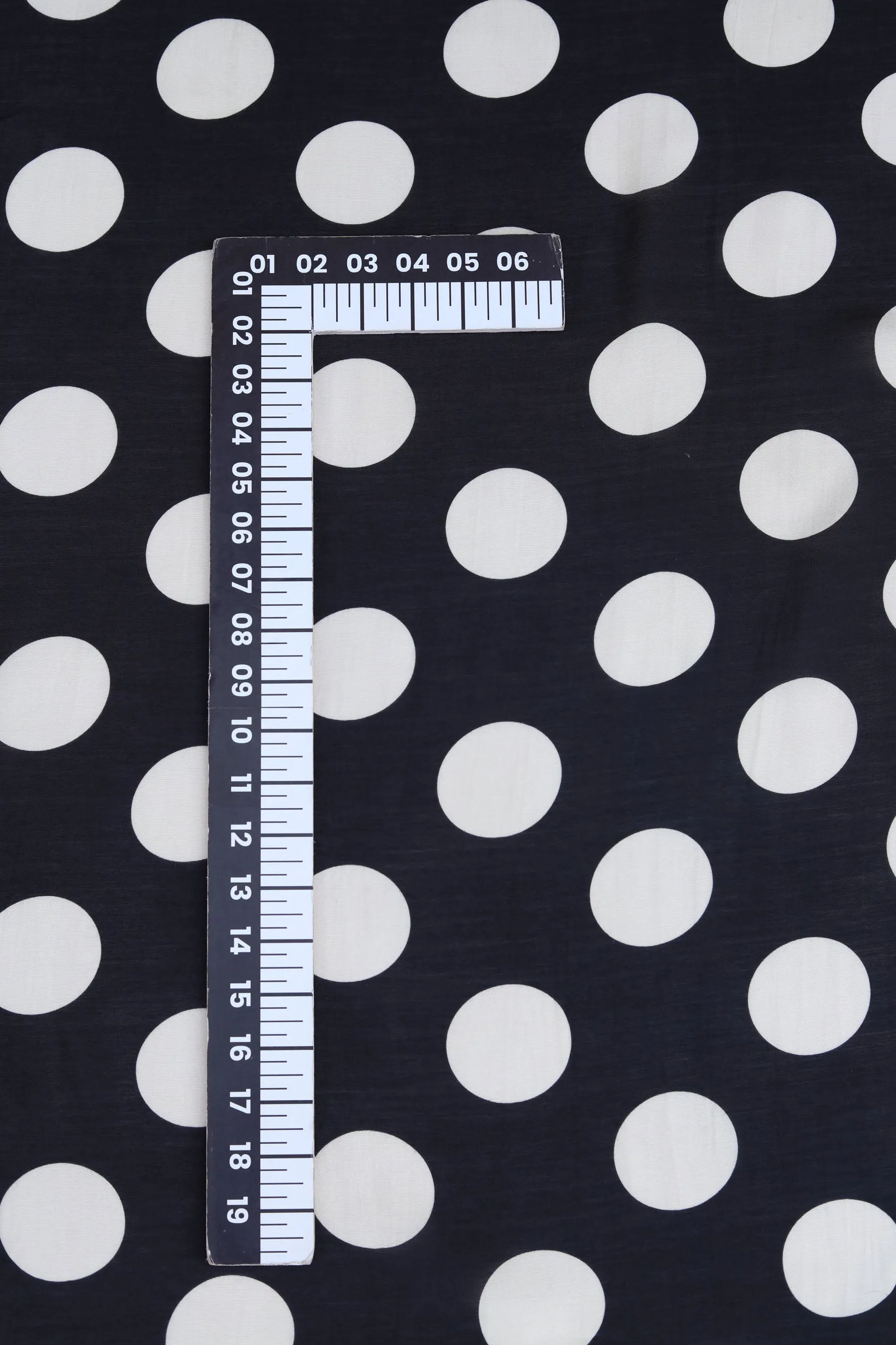 Off White Polka Dot Pattern Printed Natural Muslin Silk Fabric