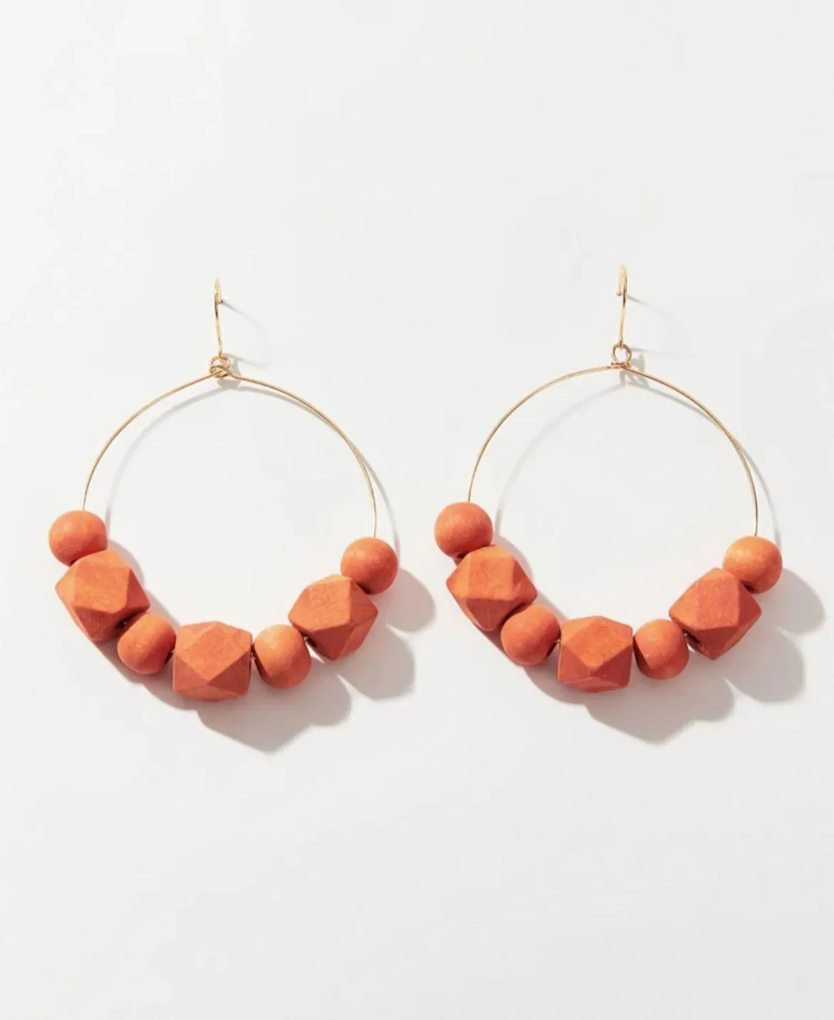 Orange Beaded Hoop Earrings