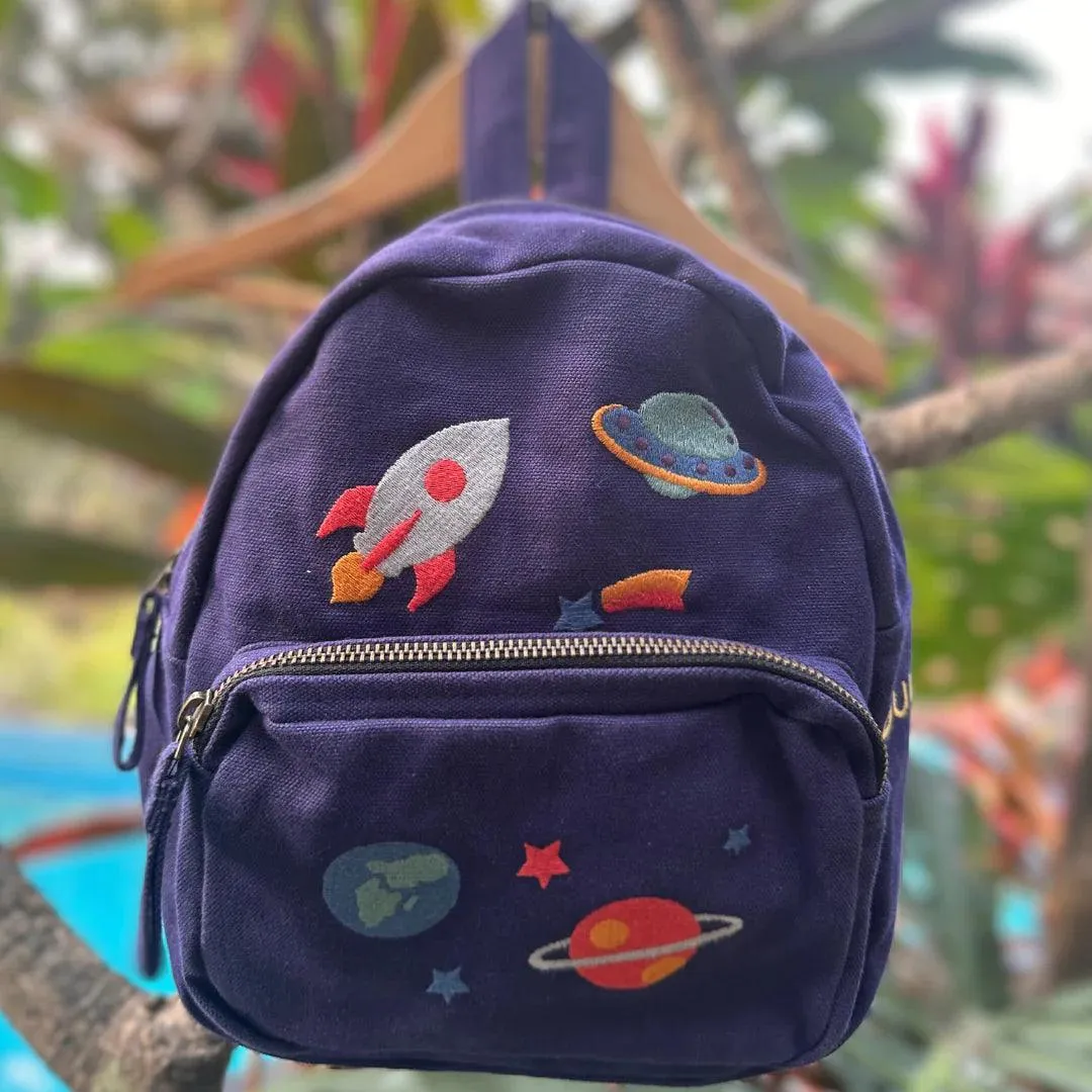 Organic Canvas Backpack | Dino - White