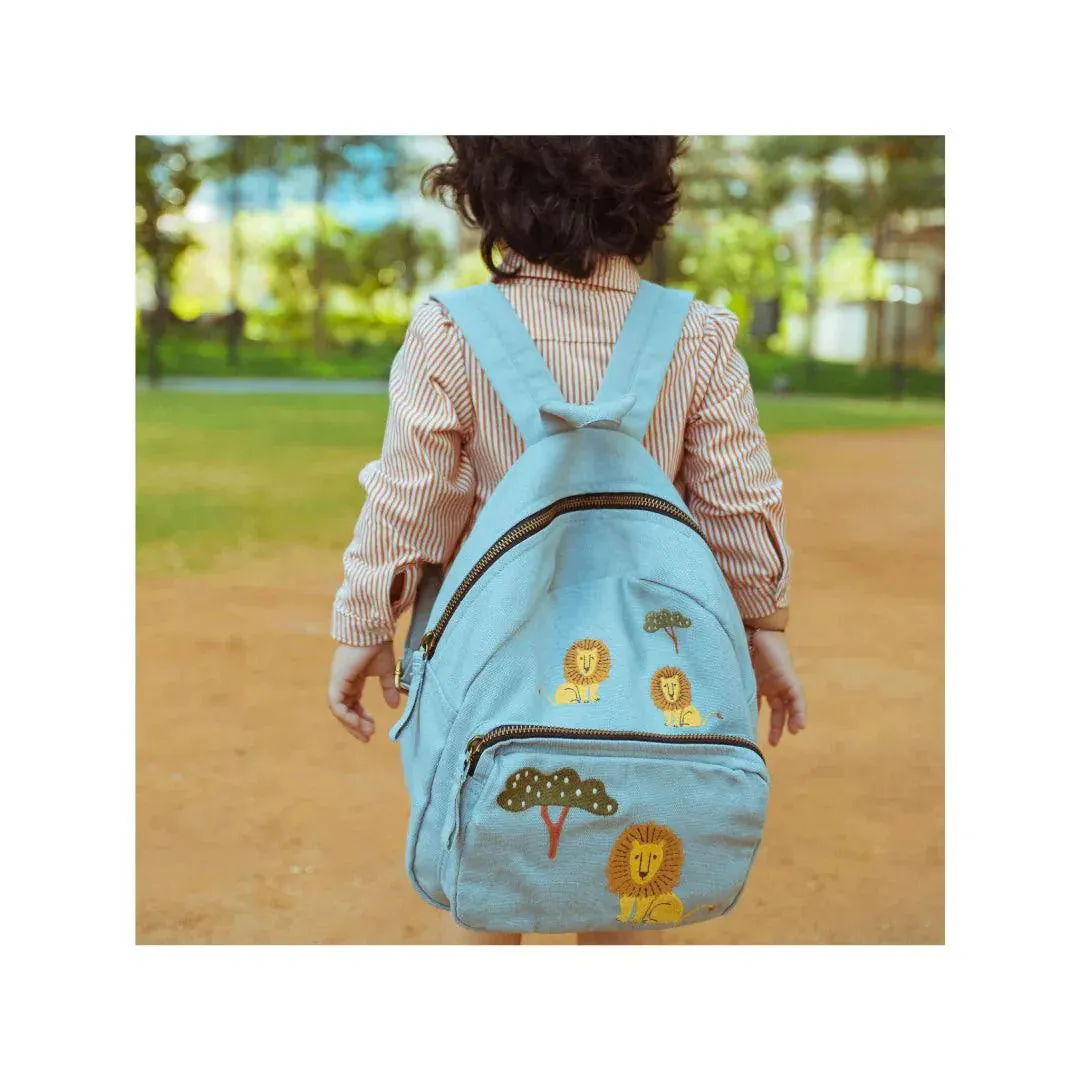 Organic Canvas Backpack | Dino - White