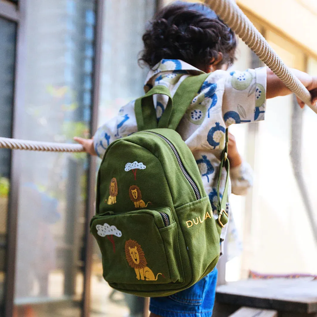 Organic Canvas Backpack | Dino - White