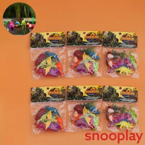 Pack of 6 Dinosaur Simulation (Each set contains 7 sinosaurs, 2 eggs, 2 trees, 1 stone) | Return Gifts and Party Favours