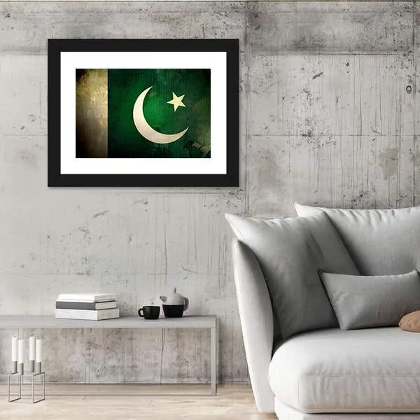 Pakistan Flag On Grunge Texture Canvas Wall Art