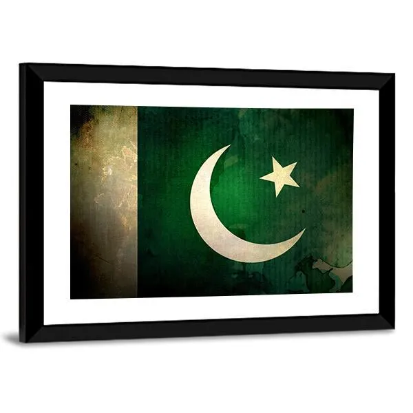 Pakistan Flag On Grunge Texture Canvas Wall Art