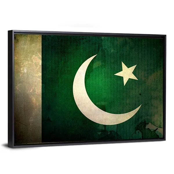 Pakistan Flag On Grunge Texture Canvas Wall Art