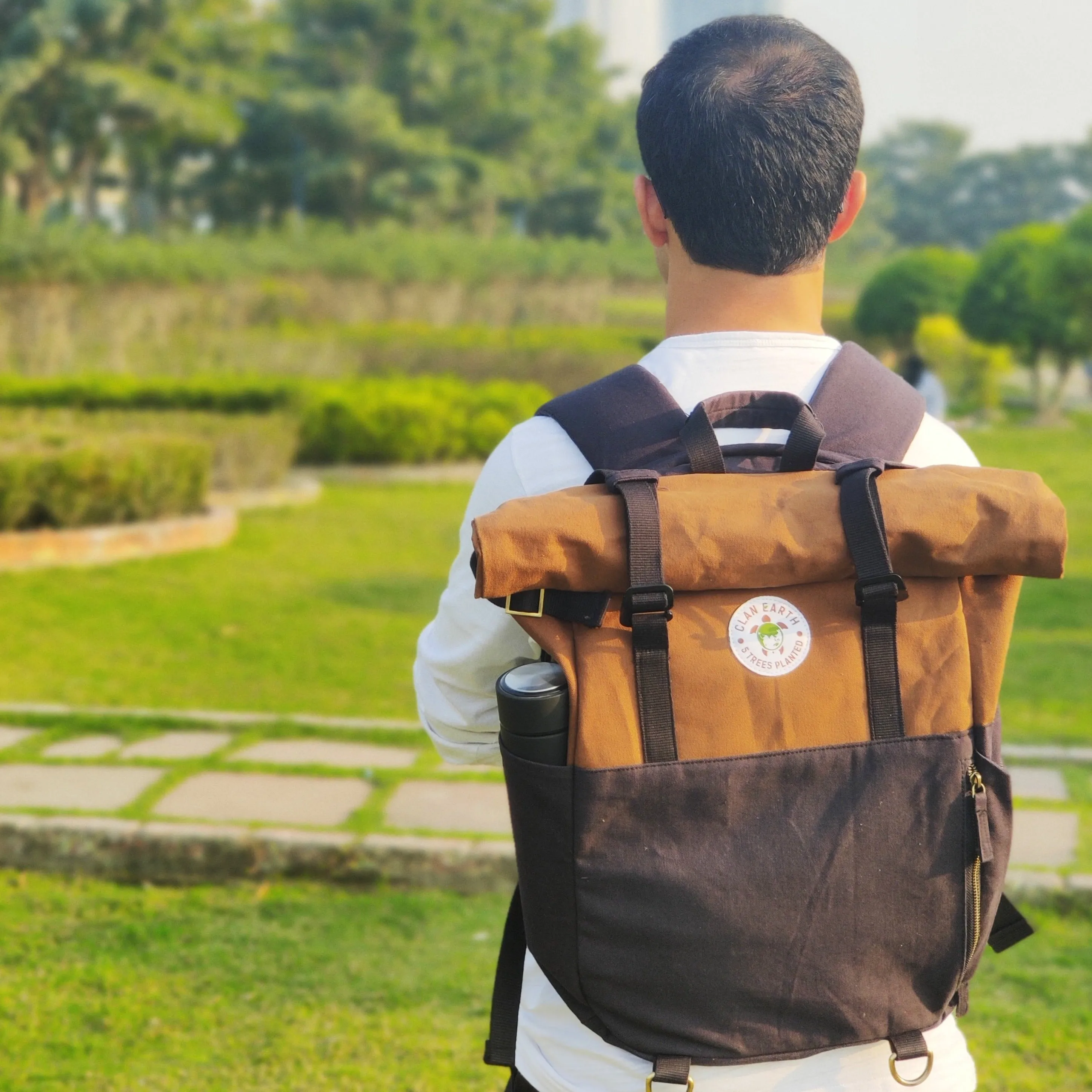 Pangolin Backpack - Camel Brown - Sustainable Eco Canvas Hyper-Functional Rolltop Travel Backpack