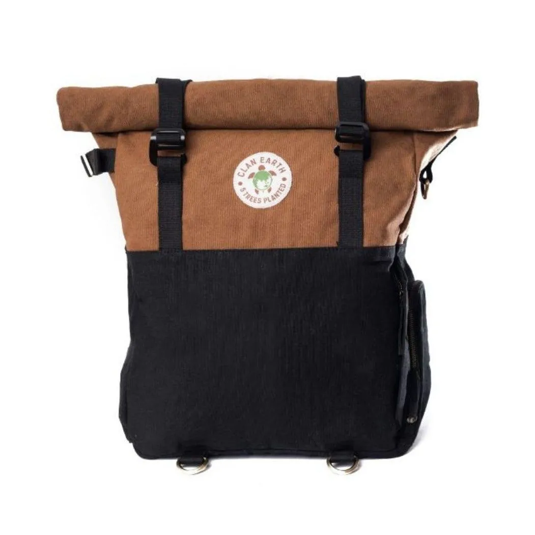 Pangolin Backpack - Camel Brown - Sustainable Eco Canvas Hyper-Functional Rolltop Travel Backpack