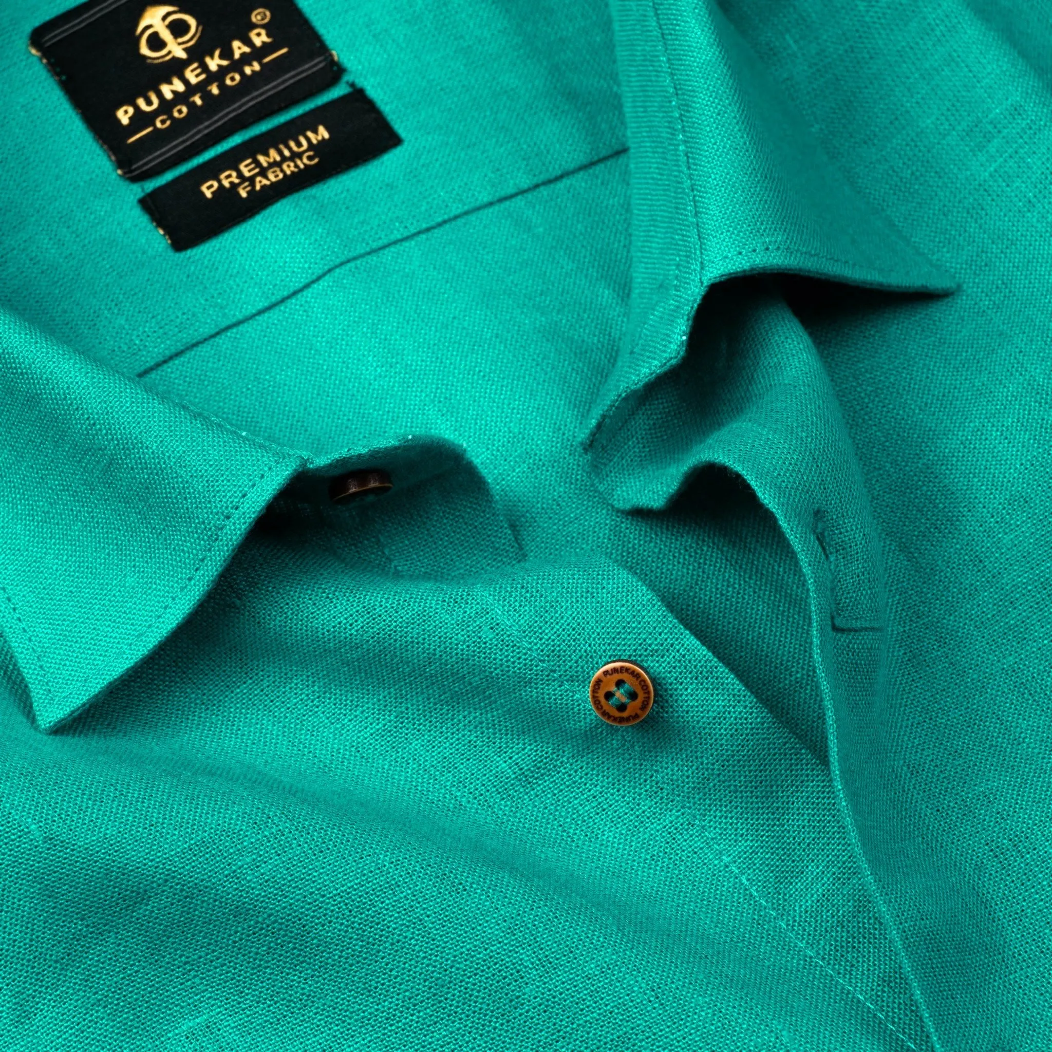 Peacock Green Color Prime Linen Shirt For Men