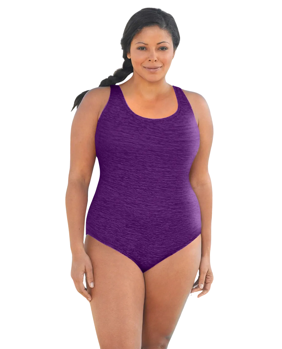 Penbrooke Krinkle Plus Size Chlorine Resistant Cross Back One Piece Swimsuit - Acai