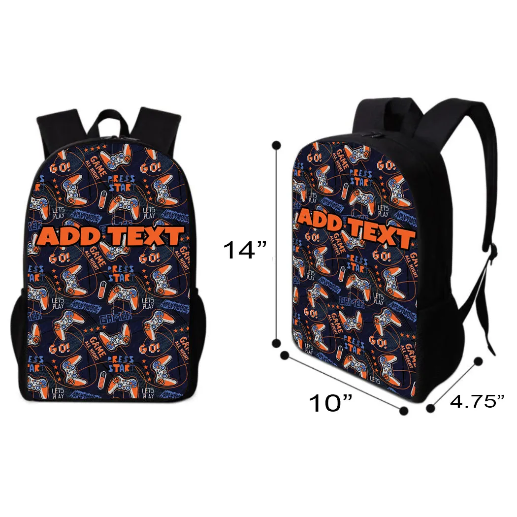 Personalized Backpacks, Lunch Bags, Duffel Bags, or Water Bottles with Full-Color - Gamer