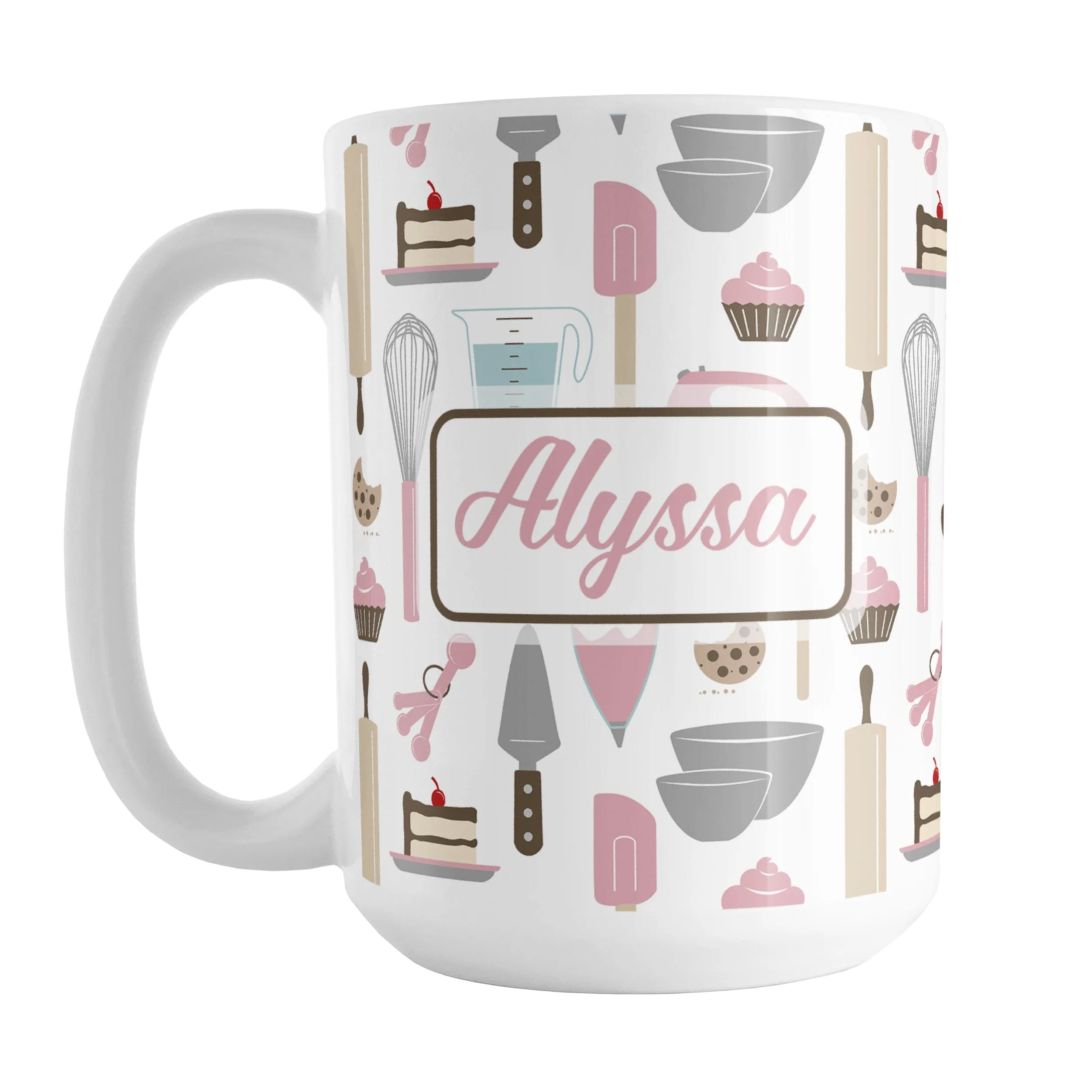 Personalized Pink Baking Pattern Mug