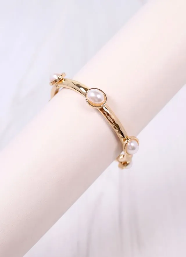 Piers Stretch Bracelet with Pearls Gold