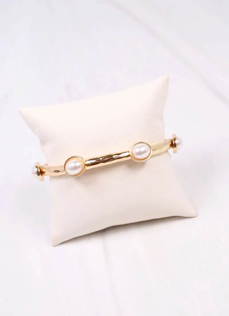 Piers Stretch Bracelet with Pearls Gold