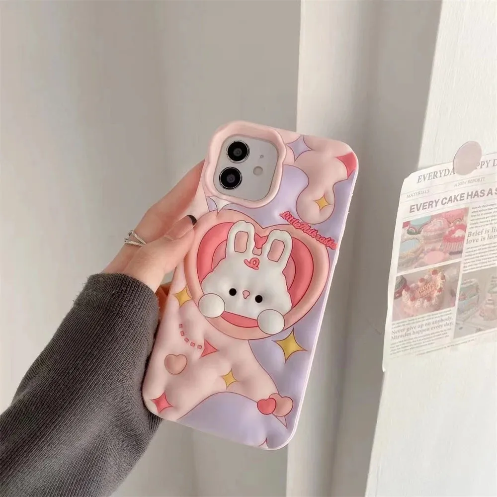 Pink Heart Bunny iPhone Case