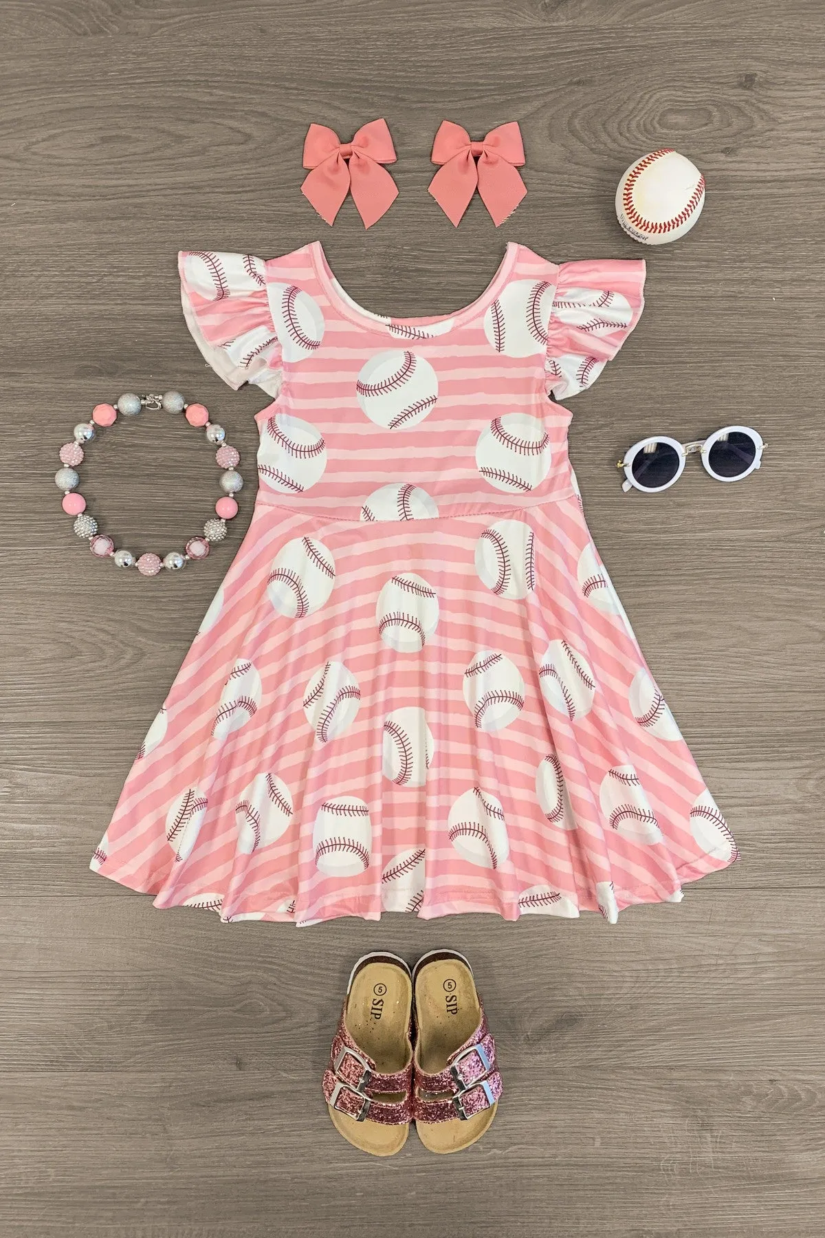 Pink Striped Baseball Dress