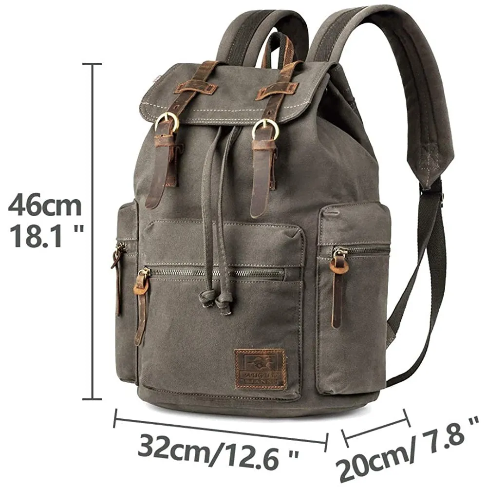 P.KU.VDSL Canvas Vintage Backpack | A-armygreen-large