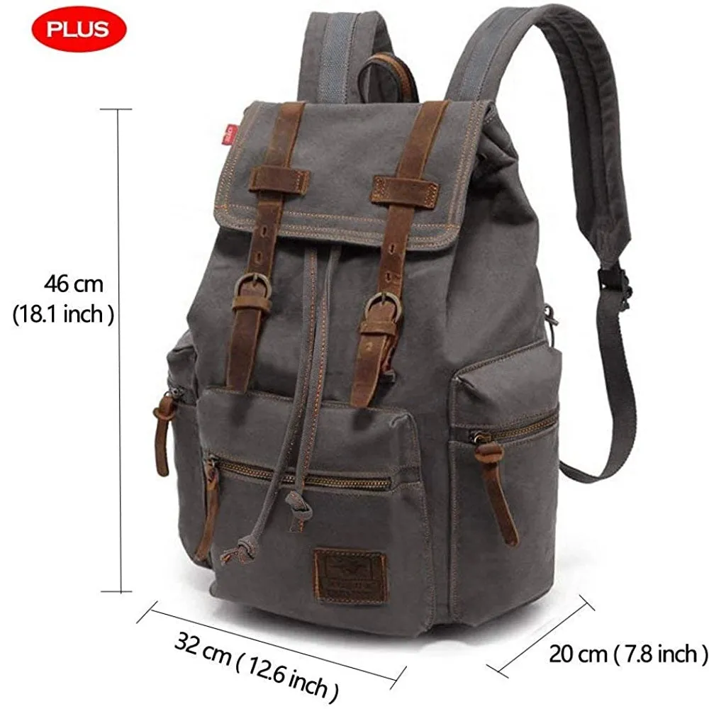 P.KU.VDSL Canvas Vintage Backpack | A-grey-large