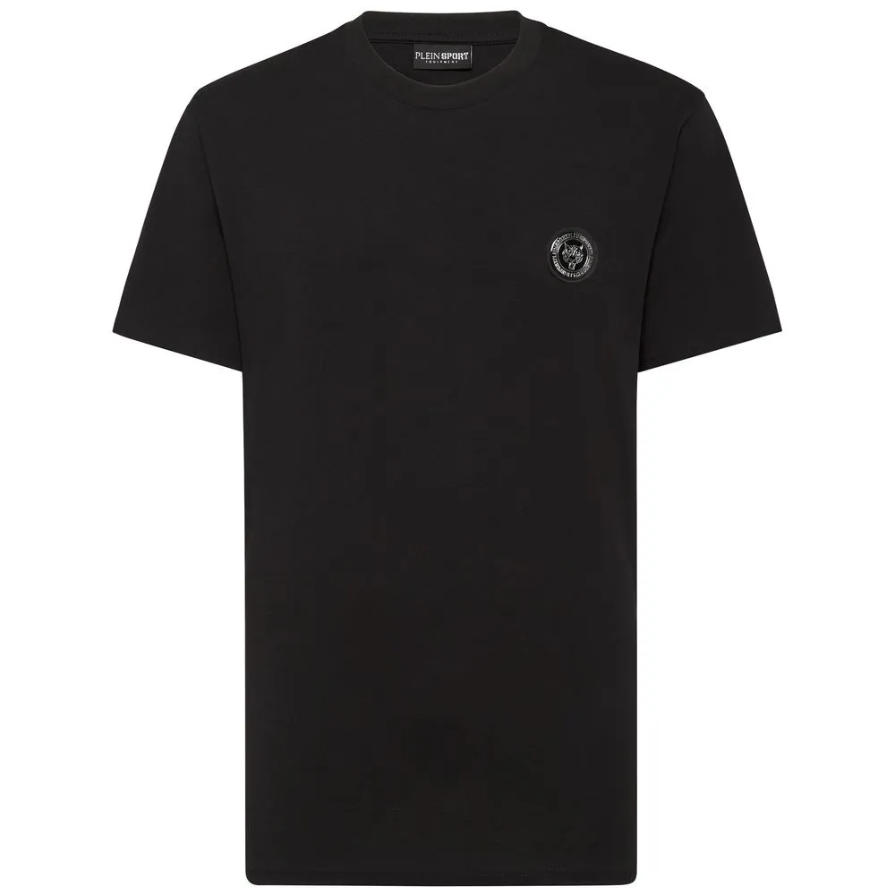 Plein Sport Sleek Cotton Tee with Logo Plaque