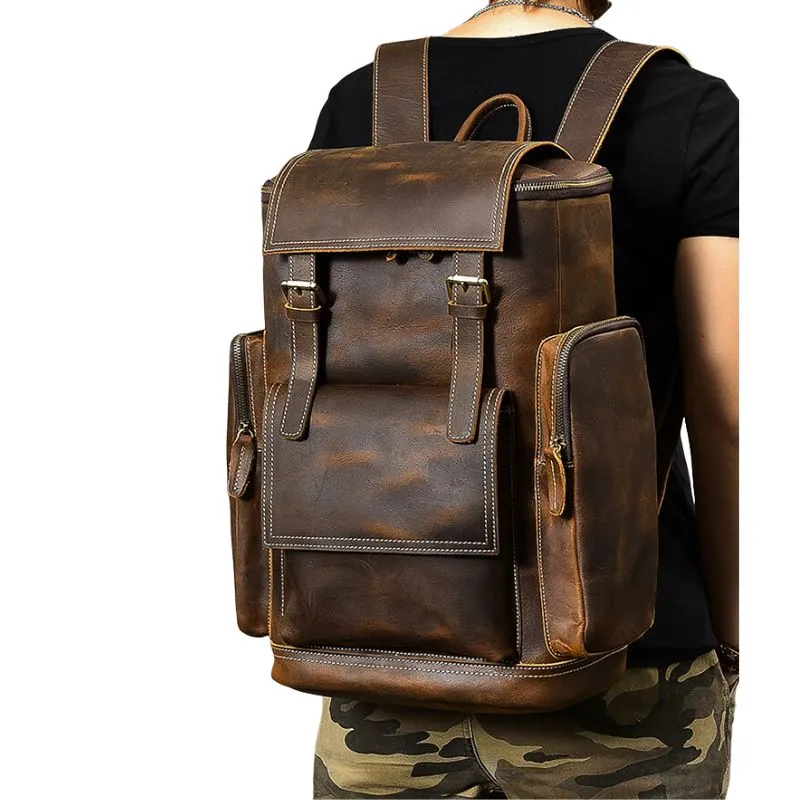 Premium Crazy Horse Genuine Leather Stylish Backpack