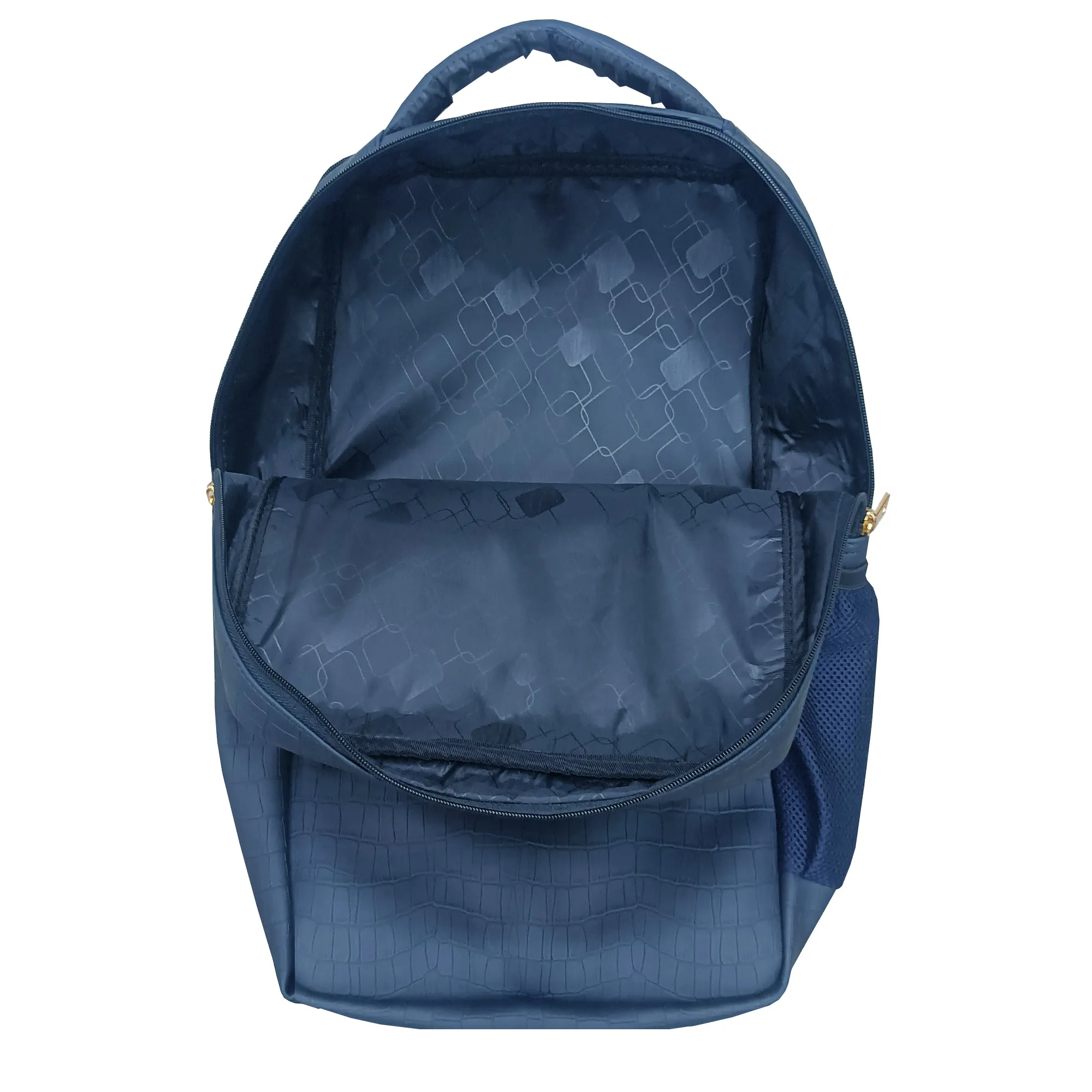 Premium Spacious Navy Blue Vegan Leather Backpack with Multiple Compartments