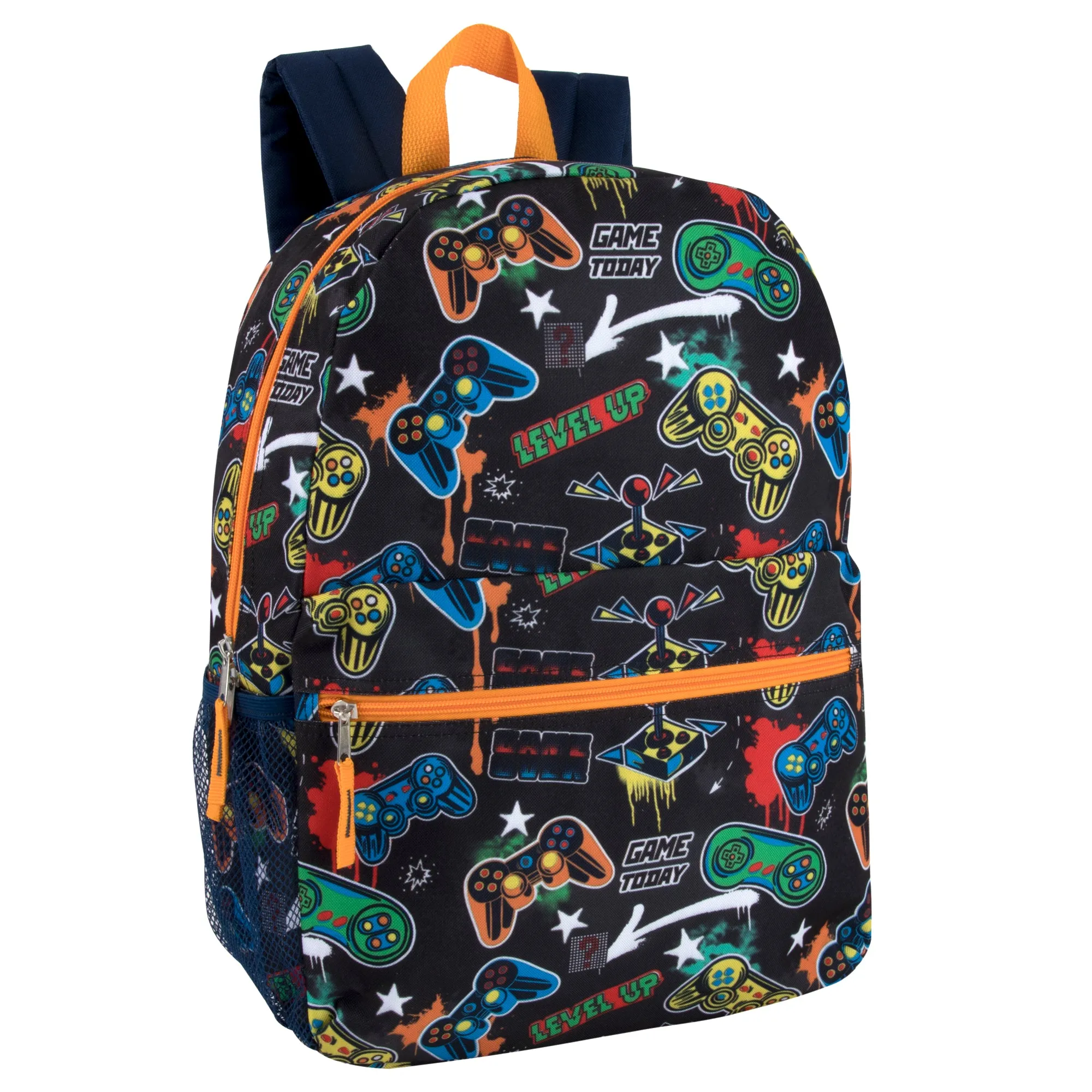 Printed Boys Backpack School Bag 43cm/20L Capacity With Side Mesh Pockets- 4 Styles