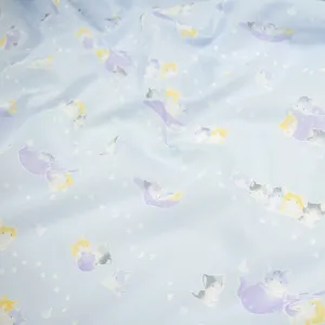 Printed Cotton Voile Design-32 Happy Kitties & Paws on Sky Blue