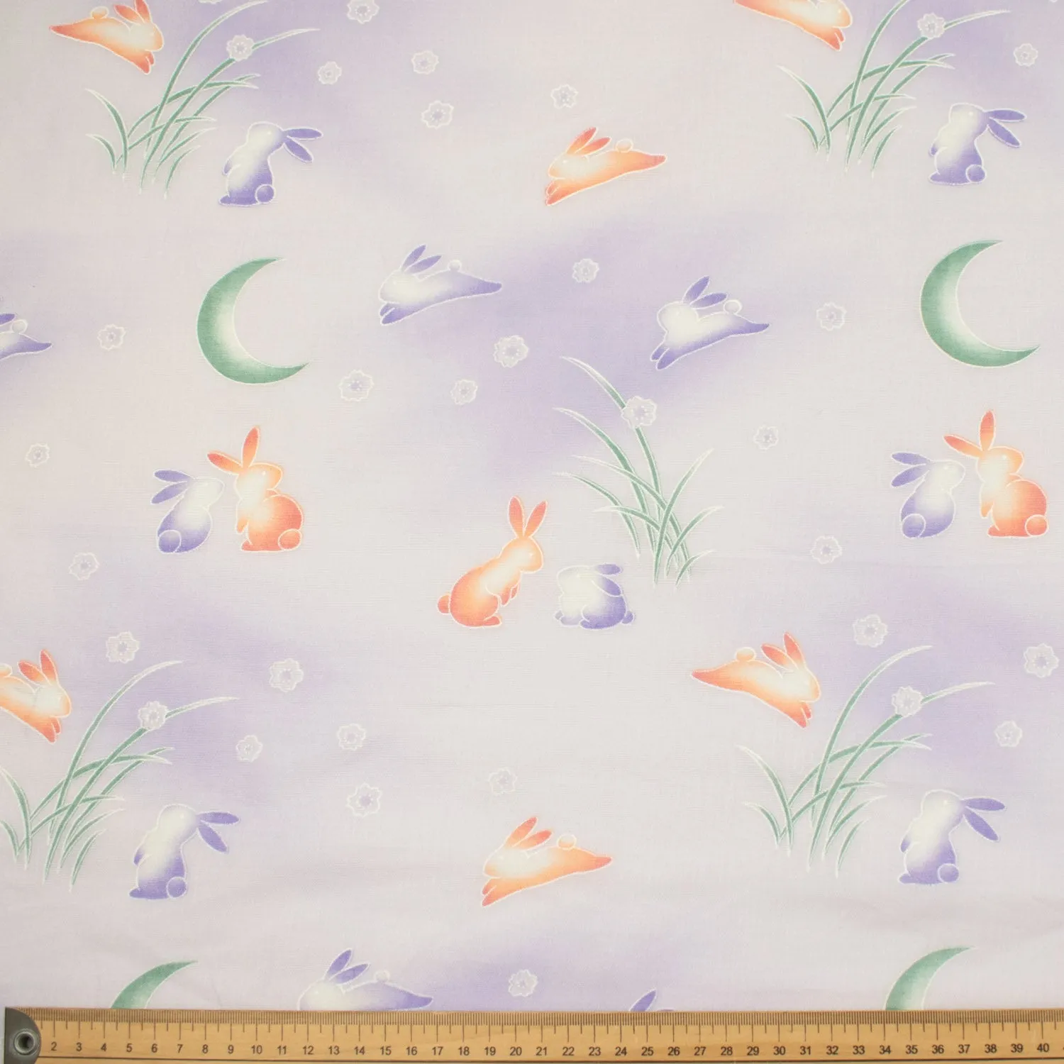 Printed Cotton Voile Design-78 Purple & Orange Rabbits