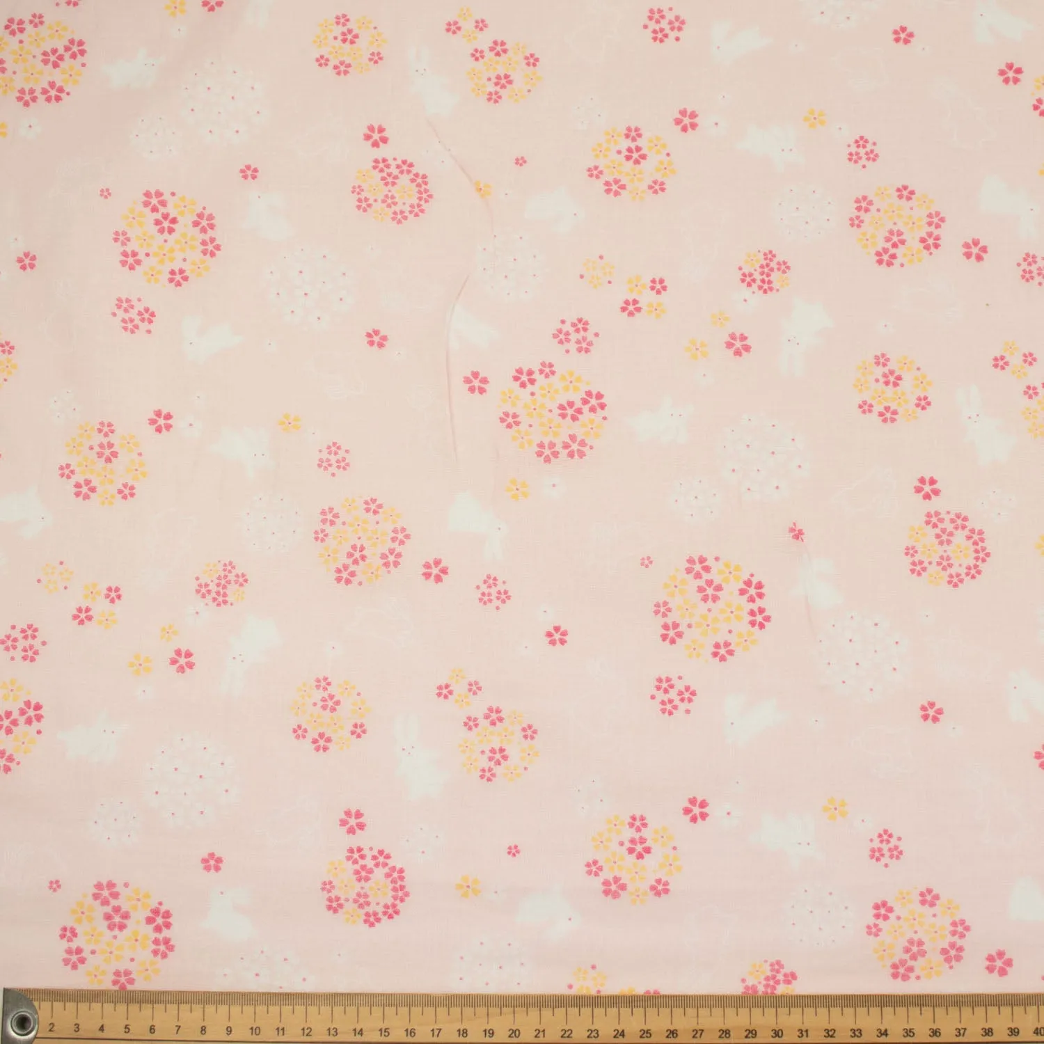 Printed Cotton Voile Design-79 White Rabbits & Pink Sakura