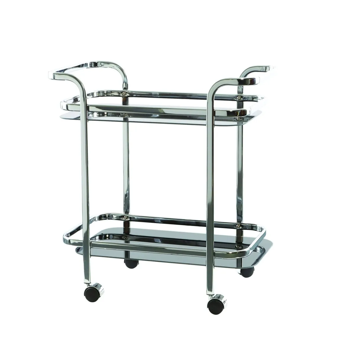 Pure Homewares Hugo Glass Bar Cart Black & Chrome