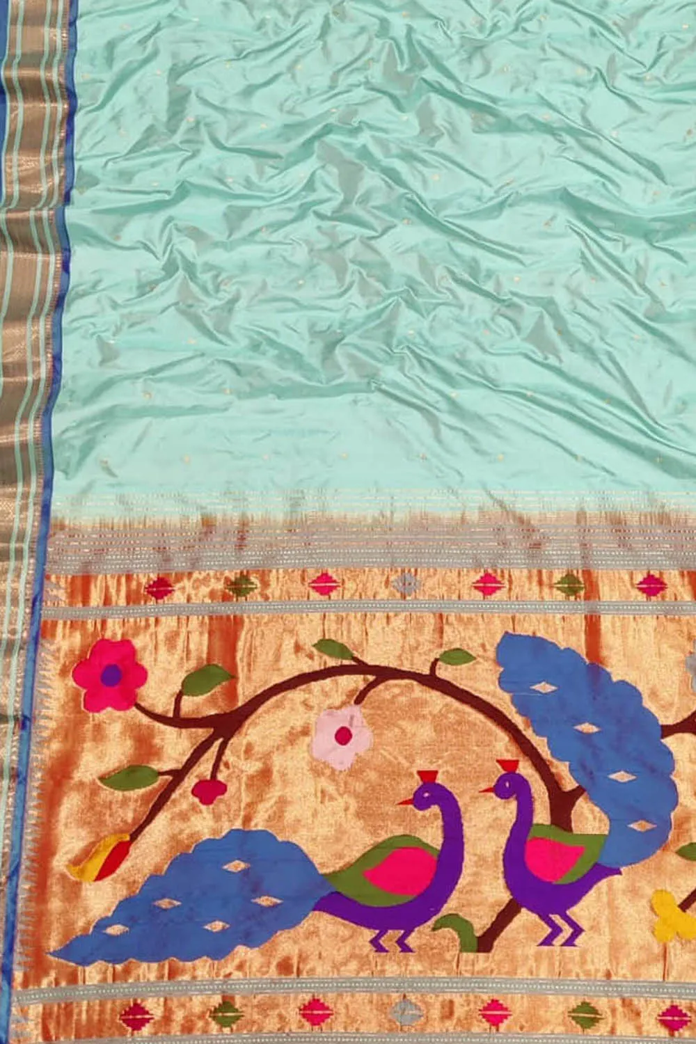 Pure Silk Blue Paithani Handloom Saree - Traditional Elegance