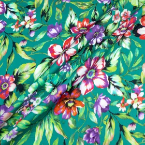 Purple & Red Floral Printed Deep Green Luxury Cotton