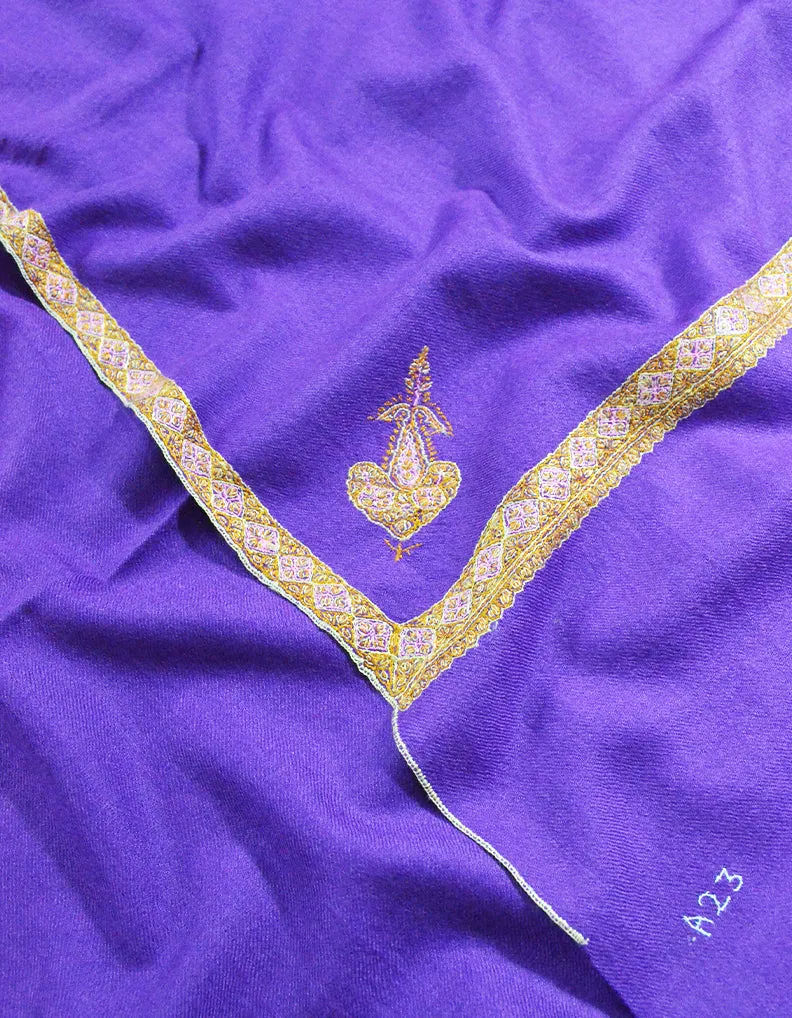 purple silk embroidery pashmina shawl 8240