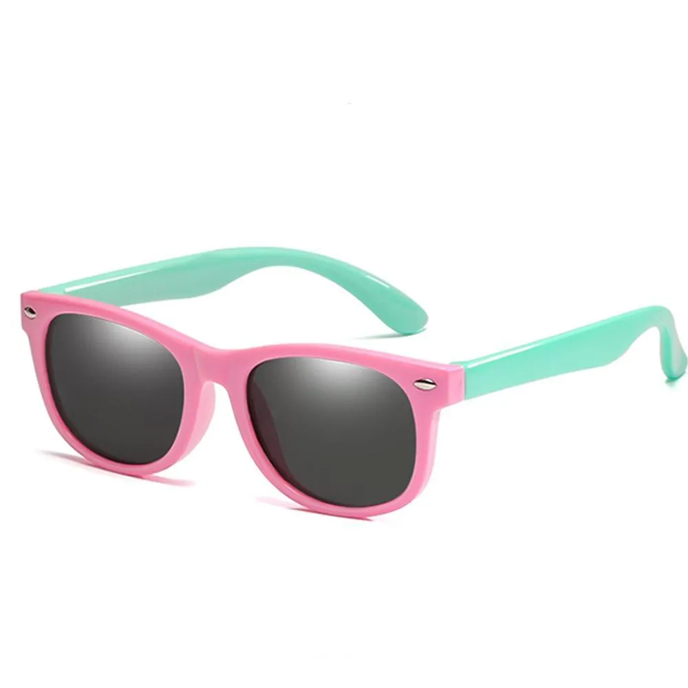 Rainbow - (Age 3-12)Kids UV400 Protective Polarized Sunglasses-Pink&Light green