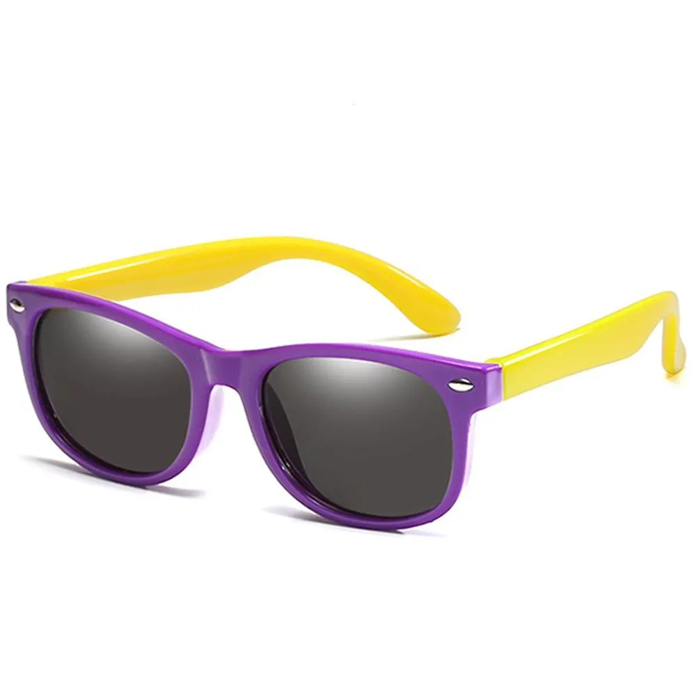 Rainbow - (Age 3-12)Kids UV400 Protective Polarized Sunglasses-Purple&Yellow