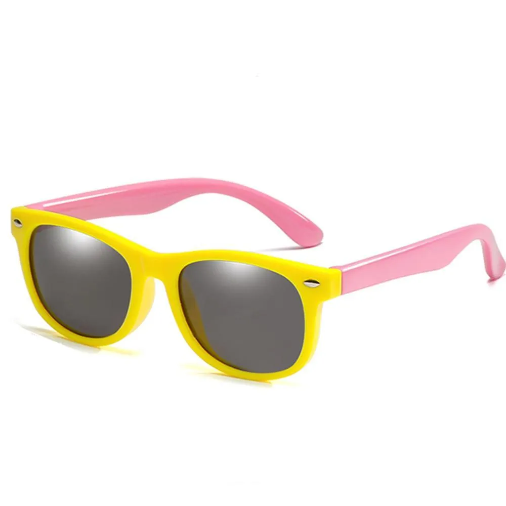 Rainbow - (Age 3-12)Kids UV400 Protective Polarized Sunglasses-Yellow&Pink